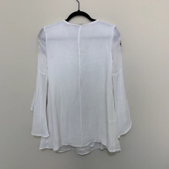 Lulu's white embroidered long-sleeve tie-front mini dress size XS - Picture 4 of 10